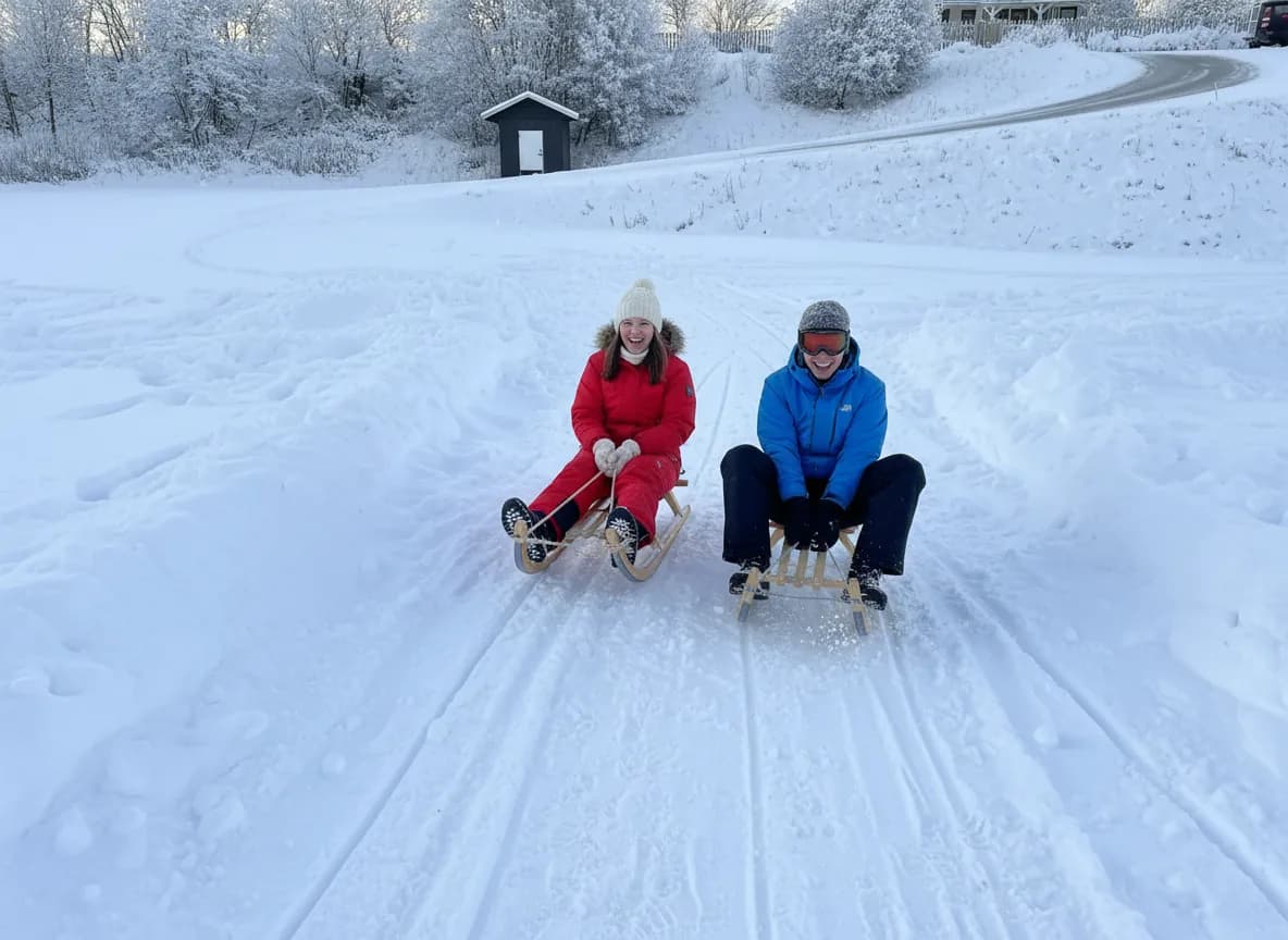 Aking i snødekte bakker rundt Ersfjordbotn